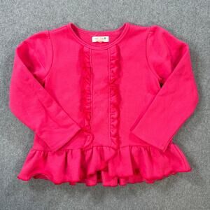 Forever Young by Sue Dang Girls 8 Pink Peplum Top Ruffle Front Long Sleeve